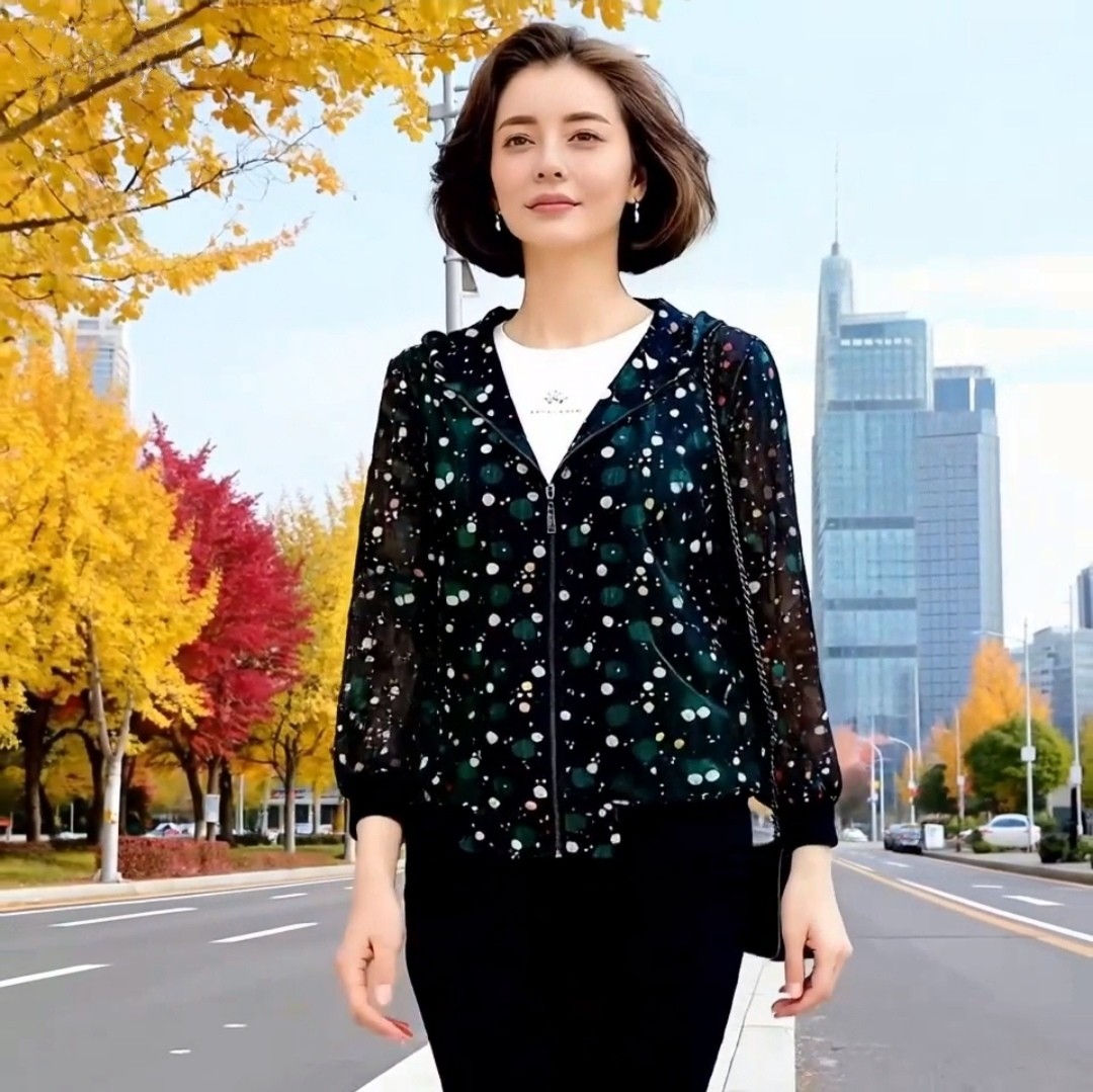 时尚中年妈妈春秋夏装新款长袖速干网纱开衫洋气女装上衣薄外套