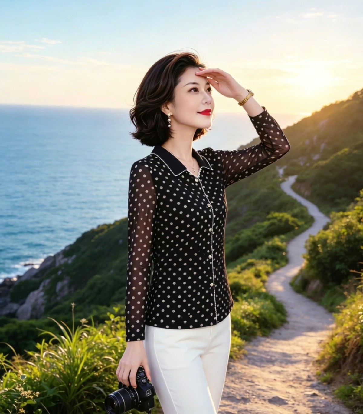 品牌折扣断码时尚品质中年妈妈夏装速干台湾网纱衬衫洋气女装上衣