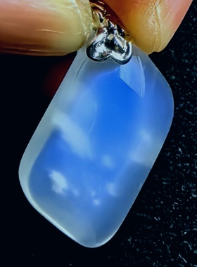 天然蓝月光石水晶纯银镶嵌吊坠挂坠项链坠女款一物一图A32-38