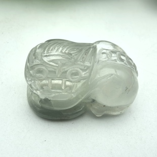 天然老料绿幽灵水晶原石雕刻貔貅挂件鬼佬财神一物一图A50-40