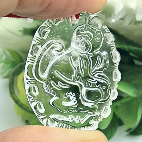 猴佑安康天然白水晶生肖猴吊坠挂件本命佛一物一图A45-115