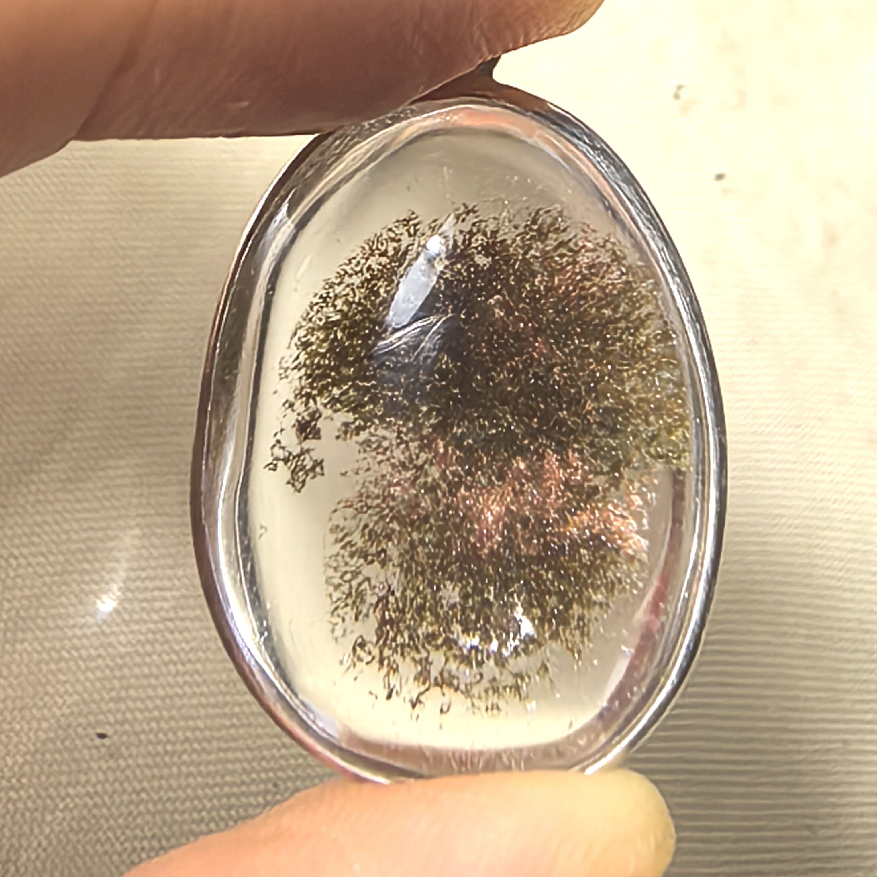 层林尽染～天然红绿幽灵水晶吊坠925银包边挂件一物一图A53-1