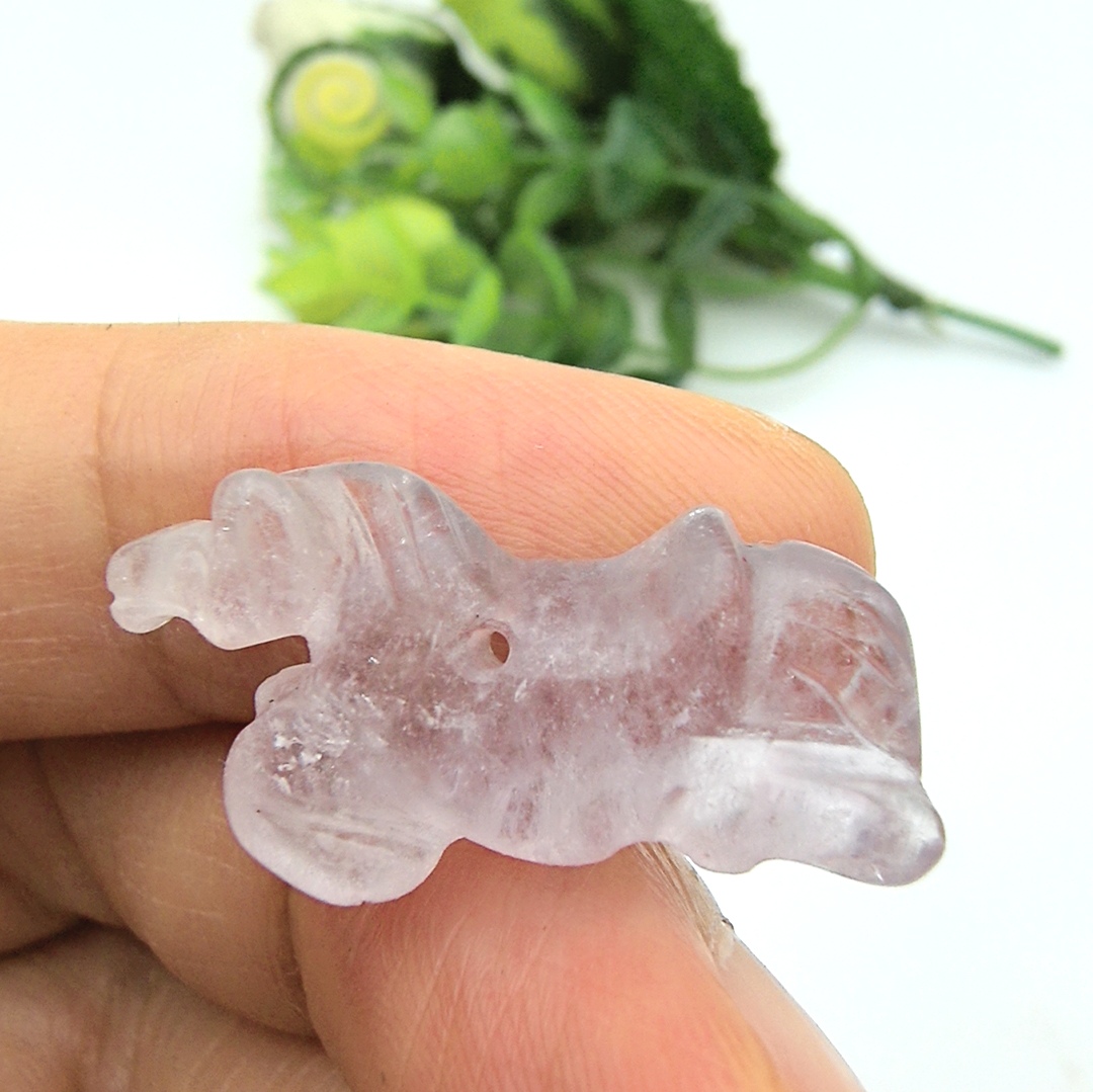 马到成功～天然淡紫水晶生肖马DIY手机手链项链配件一物一图A44-4