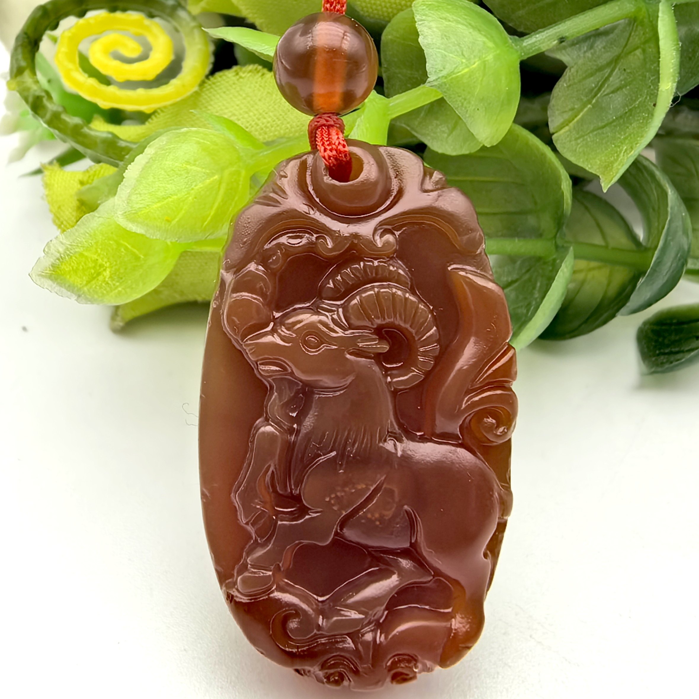 扬(羊)眉吐气天然红玉髓玛瑙生肖羊吊坠挂件一物一图A45-107