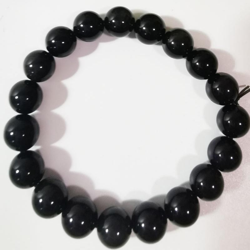 守护石~黑曜石水晶手串手链男女款情侣款礼物礼品A24