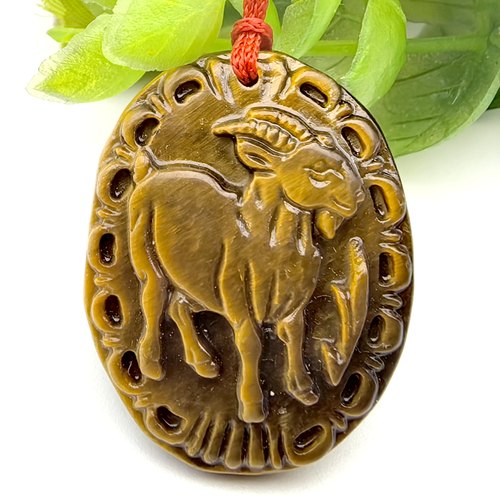 喜羊羊～天然黄虎眼生肖羊吊坠挂件护身符一物一图A45-109