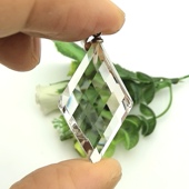 天然浅茶水晶双刻面菱形吊坠挂坠男女款 提升财富和健康A40