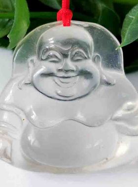 特价清仓精品东海纯天然白水晶笑佛弥勒佛挂件挂坠吊坠礼物女A23