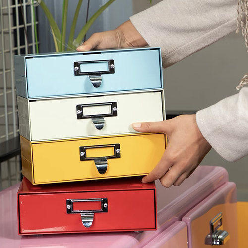 日本dulton金属收纳盒桌面抽屉整理置物箱可堆叠零食文件杂物盒子