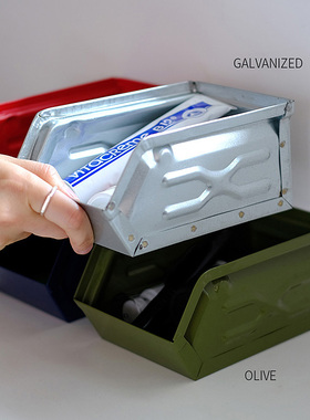 日本DULTON金属收纳盒工业风斜口叠加工具箱零件储物盒收纳置物筐