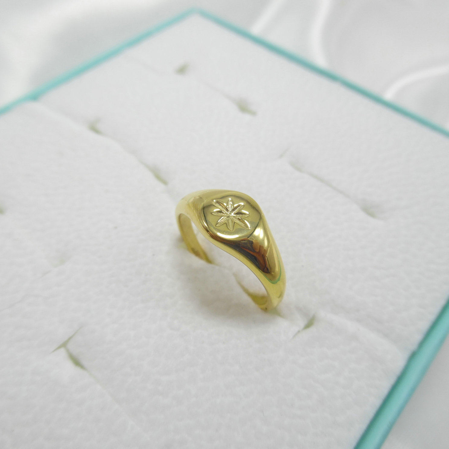 八芒星戒指ins博主同款钛钢镀18k金色简约时尚指环闪亮不易褪色潮