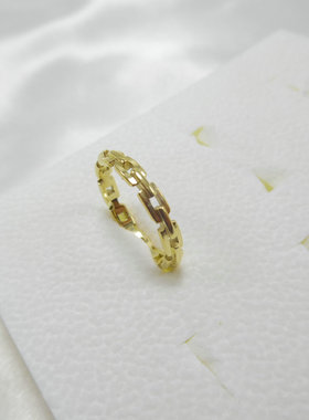 韩国新款链条戒指镀金钛钢指环