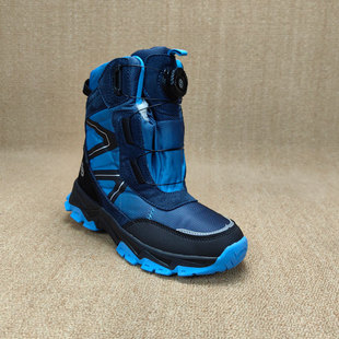 出欧美旋转扣外贸男童高帮加厚毛零下30度抗寒防水雪地靴软底防滑