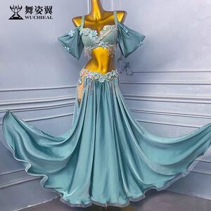 舞姿翼绿色肚皮舞表演出服套装