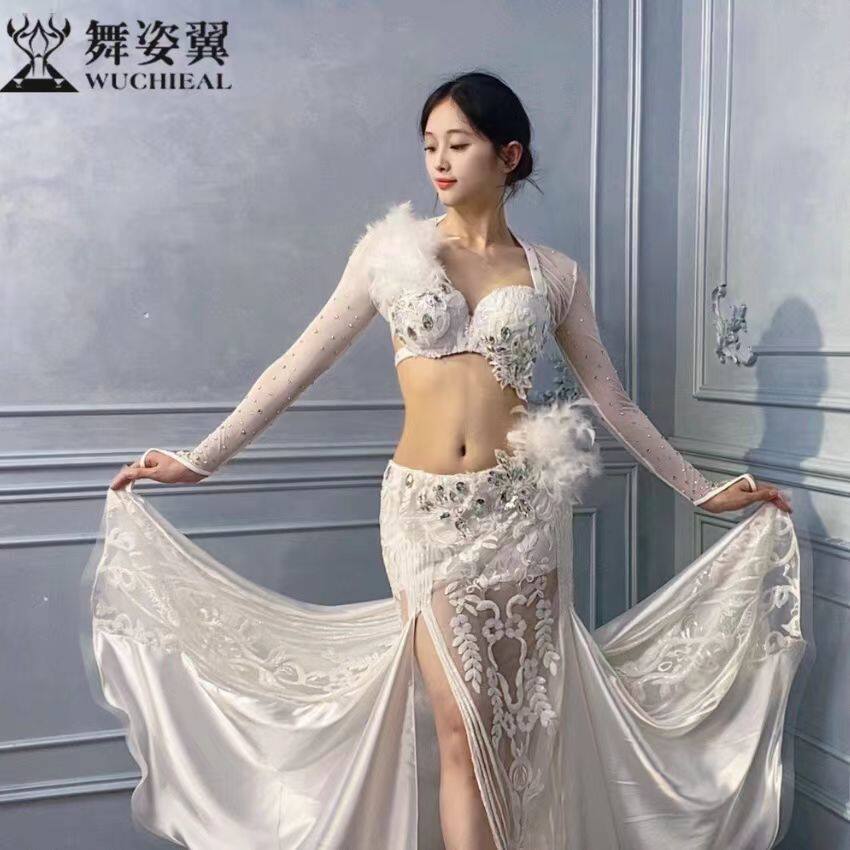 舞姿翼肚皮舞表演出服套装白色