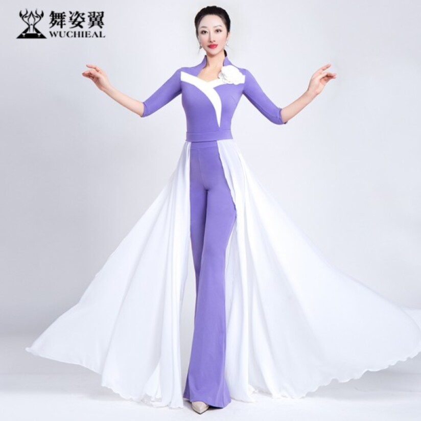 紫色修身体衣礼仪服形体衣训练习