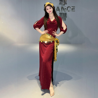 肚皮舞服套装baladi表演民俗袍子