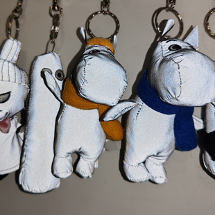 姆明动画周边反光公仔 步行骑行反射器 儿童书包安全警示反光挂件