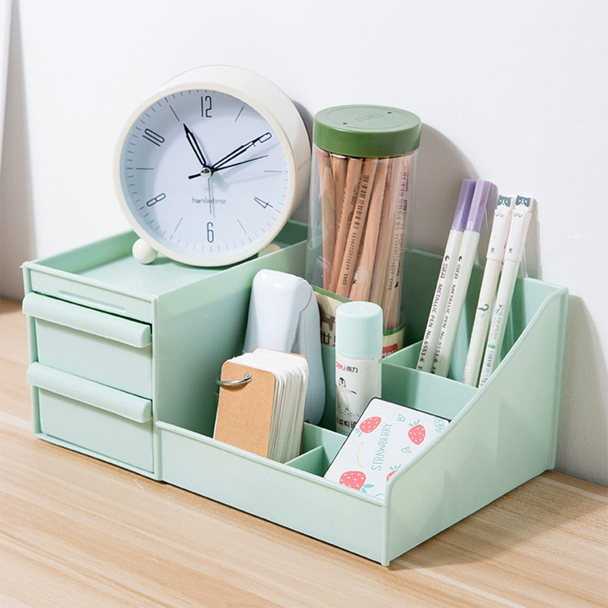 北欧风桌面收纳盒PP塑料分格化妆品收纳盒高颜值多功能整理盒