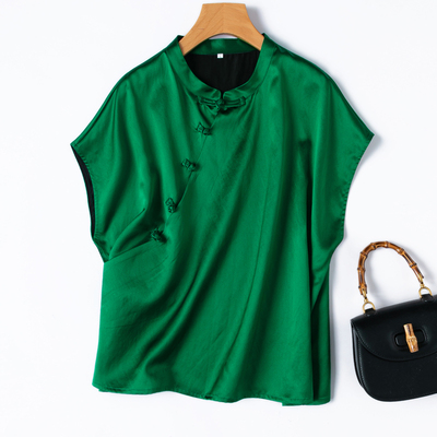 高奢重缎香云纱改良旗袍上衣T恤