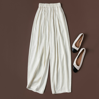 萝卜裤！100桑蚕丝提花绢丝长裤