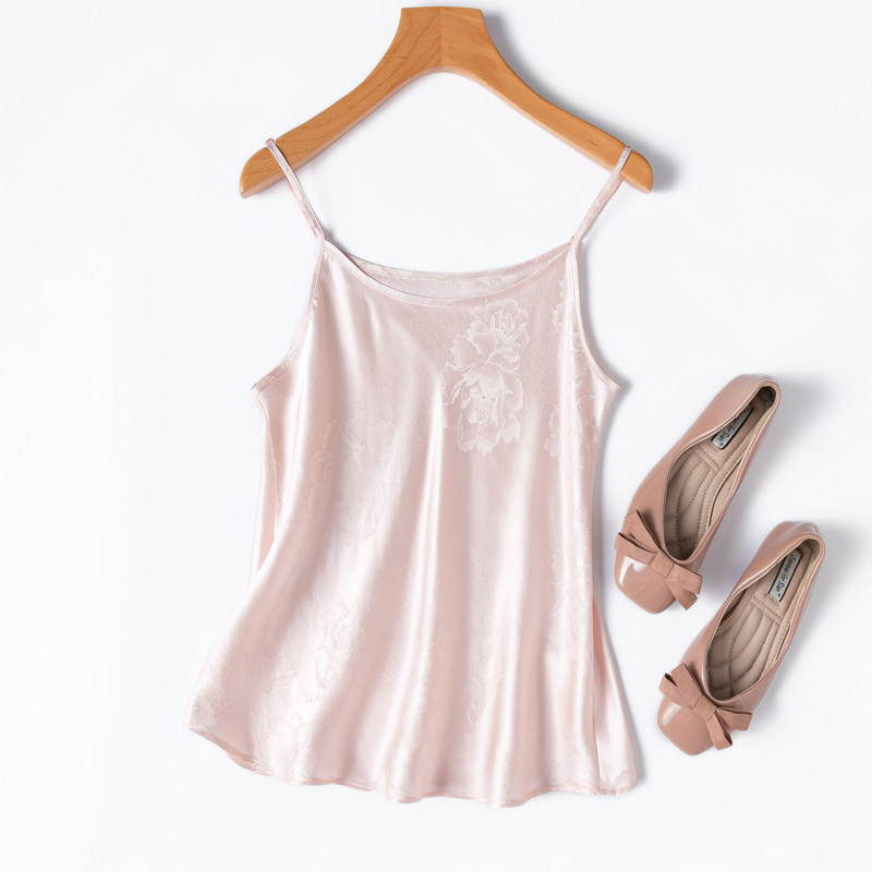 软糯好面料！21姆米！斜裁真丝花罗提花缎桑蚕丝亲肤修身内搭吊带