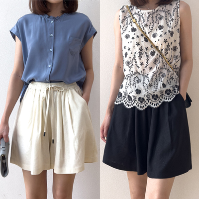 桑蚕丝松紧腰裙裤短裤女真丝