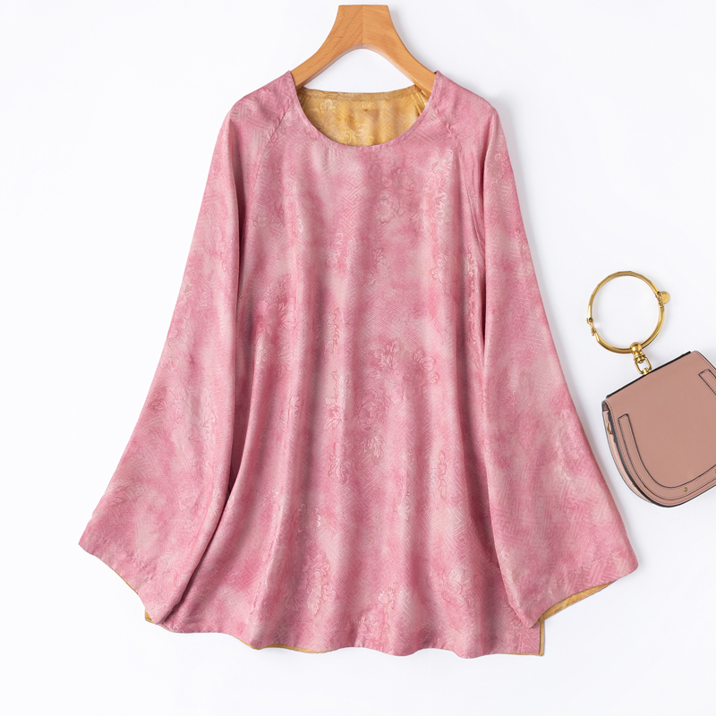 双面穿！宽松真丝花罗插肩袖T恤