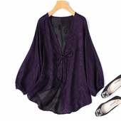 开衫 宽松系带防晒灯笼袖 披肩真丝外套 透气全孔罗香云纱 双面穿