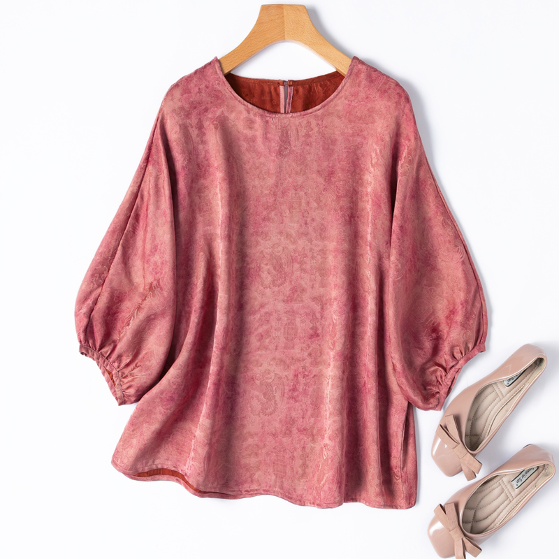 气质扎染嫣红！提花香云纱T恤