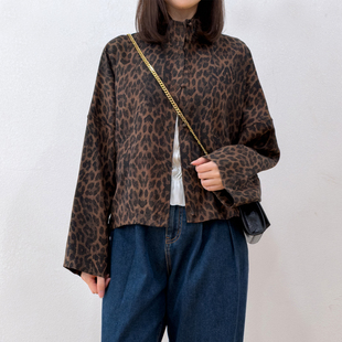 重磅桑蚕丝蝙蝠袖 短外套夹克 宽松上衣 酷飒春季 豹纹绢纺香云纱