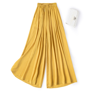 阔腿裤 垂感赞 百搭飘逸长裤 女松紧腰时尚 子 真丝建宏绉系带大裙裤