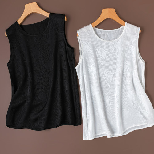 透气实穿真丝交织提花缎打底背心