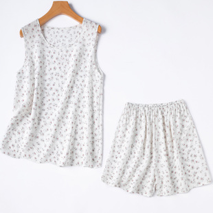 桑蚕丝舒适真丝套装 性价比凉意居家睡衣套 提花双绉圆领背心短裤