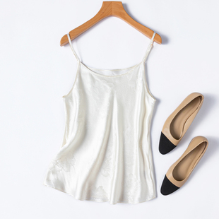 内搭吊带 斜裁真丝花罗提花缎桑蚕丝亲肤修身 软糯好面料 21姆米