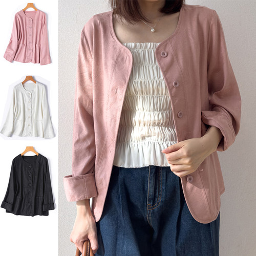 100蚕丝提花真丝绢丝短外套女