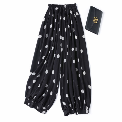 摩登大圆点！CHAO宽幅灯笼裤凉快