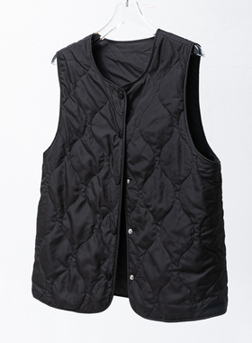 秋冬松软BI备马甲！桑蚕丝填充！黑色简约百搭叠穿无袖背心女式新