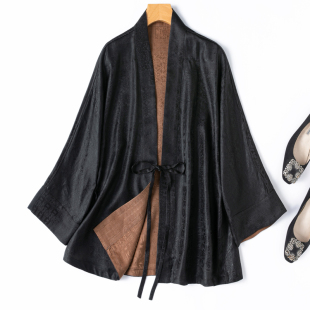 双面穿 外套新中式 香云纱新中式 开衫 宽松廓形七分袖 老料战国策