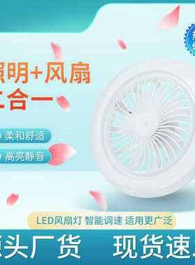 新款E27螺口风扇灯卧室护眼节能LED七夕礼物二合一遥控风扇照明灯