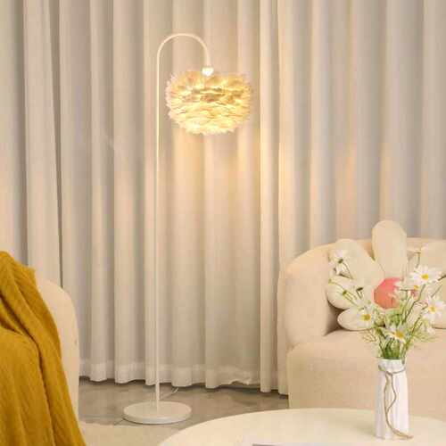 卧室客厅北欧轻奢护眼羽毛落地灯