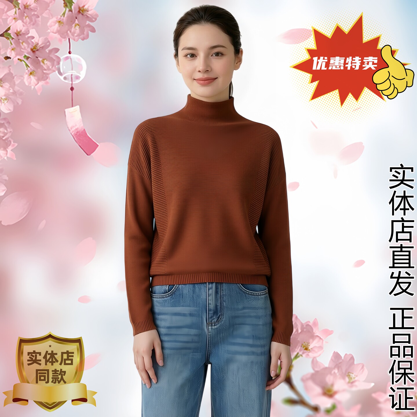 极简风半高领针织衫女秋冬修身