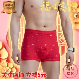 新年金色福字加肥纯棉四角裤 本命年大红内裤 男士 5003 财运亨通