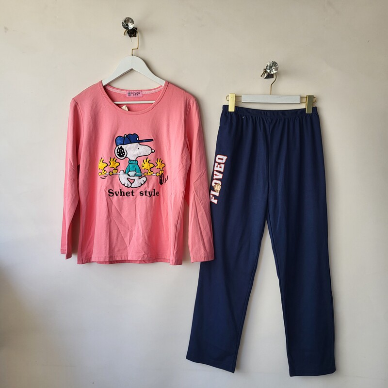 棉家居服长袖套装女睡衣套