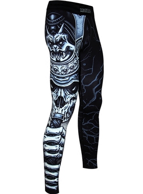 尚武紧身长裤原创新品骷髅武士BJJ格斗健身拳击散打柔术防磨长裤