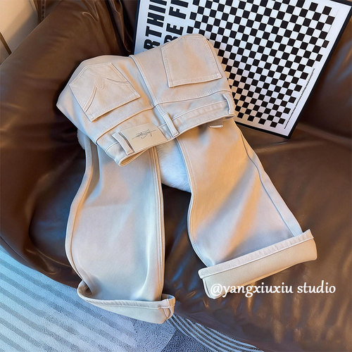 超质感宽松不贴腿直筒喇叭牛仔裤女2026春季新款显瘦修身微喇长裤