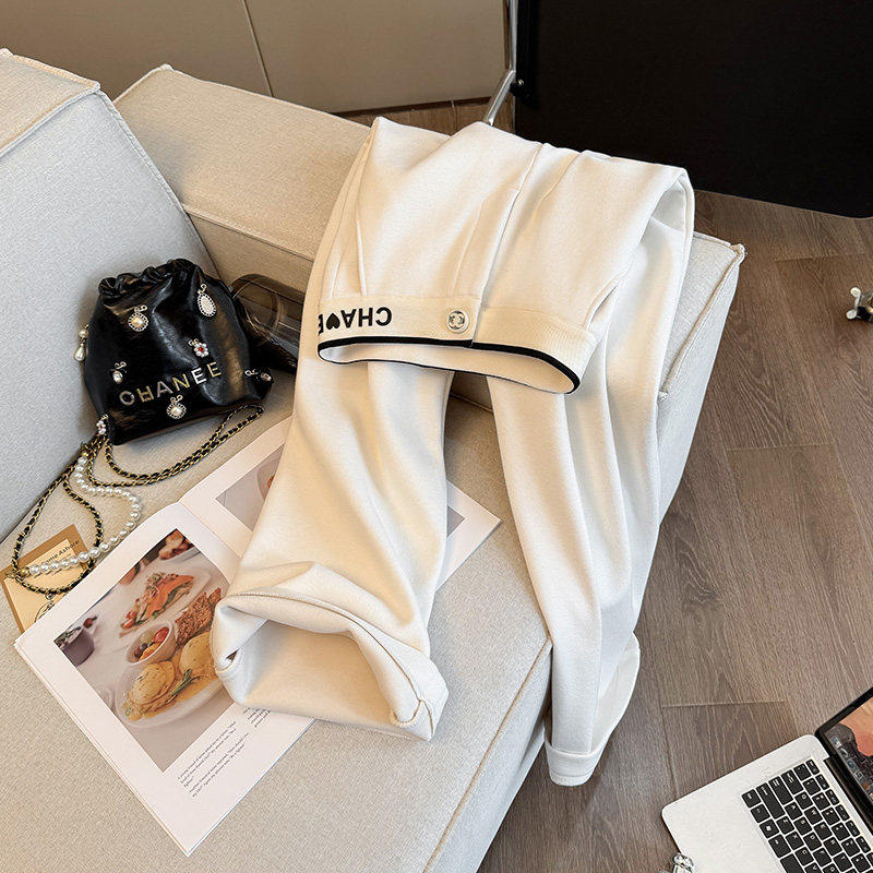 白色高腰阔腿卫裤女2026春季宽松直筒长裤垂感不贴腿休闲裤,女装/女士精品,休闲裤,淘宝优惠券,粉丝福利购,淘宝优惠卷