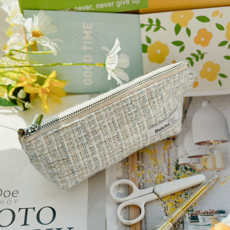 原创少女心编织笔袋小香风大容量高颜值收纳包 ins风大学生文具袋