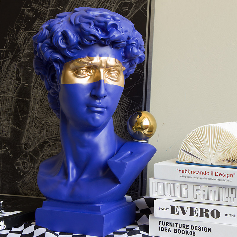 克莱因蓝色黄色金球大卫雕像雕塑艺术装置摆件玄关轻奢软装饰品,家居饰品,装饰摆件,淘宝优惠券,粉丝福利购,淘宝优惠卷