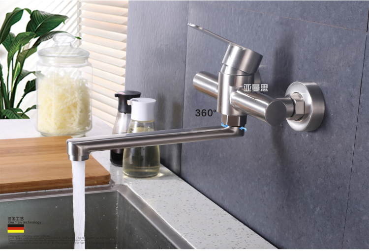 入墙式冷热水龙头旋转304不锈钢